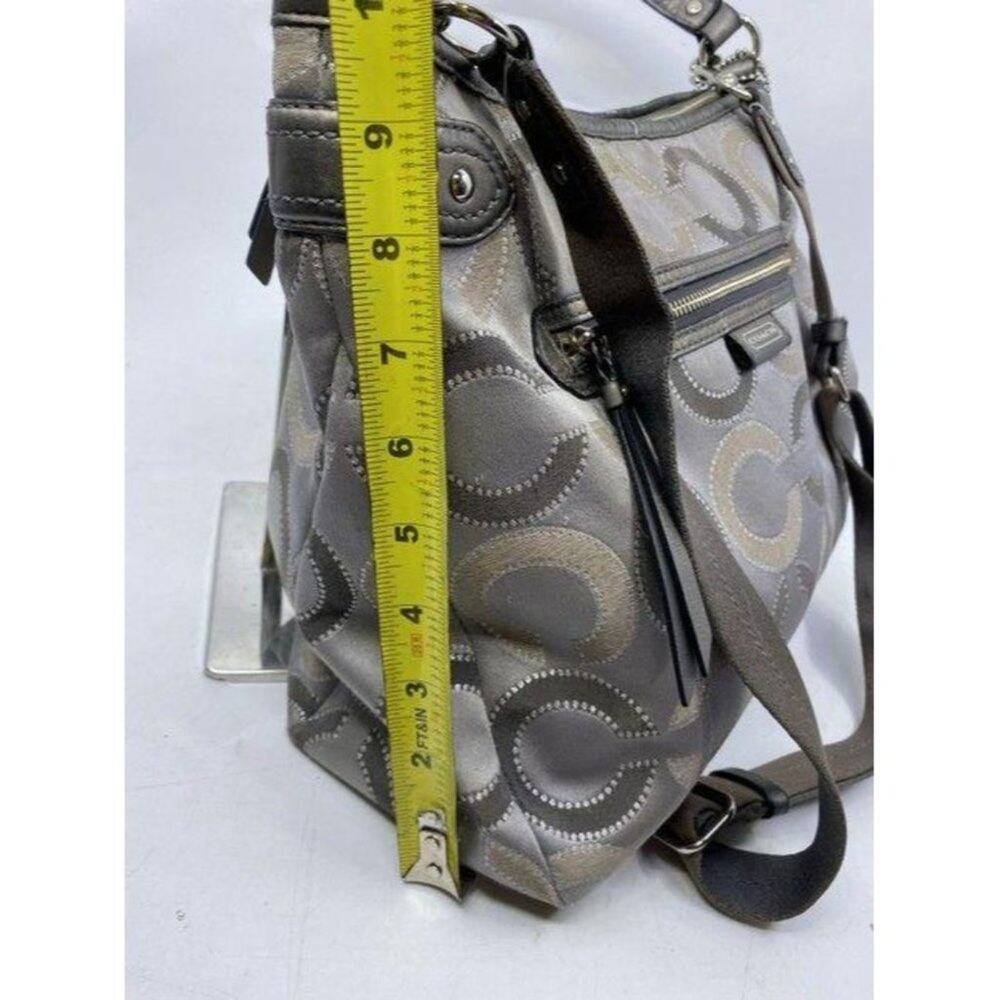 coach medium size silver gray jacquard fabric cros - Picture 3 of 8